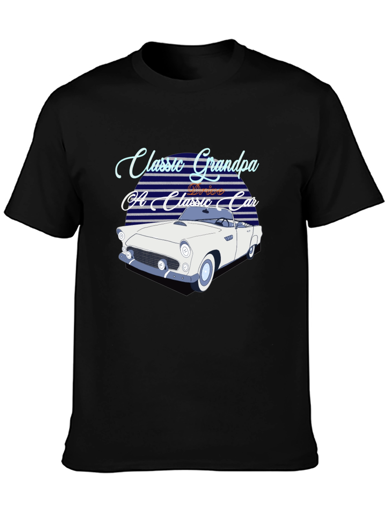 Black Classic Grandpa Car T-Shirt view 3