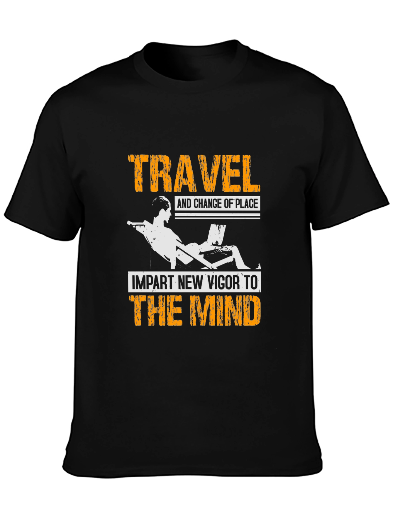 Black Travel Vigor Mind Graphic Tee - Black Cotton T-Shirt view 3