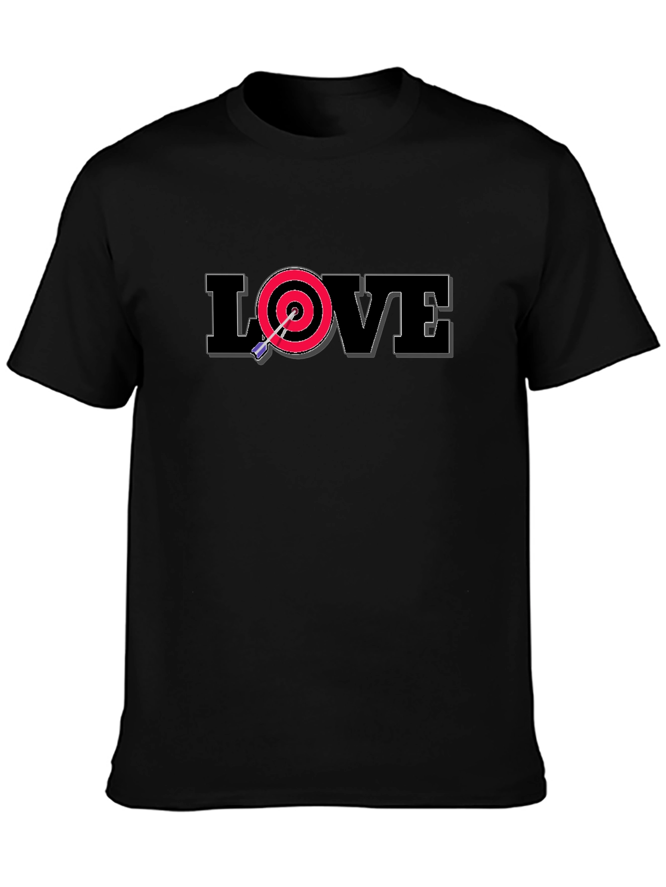 Black LOVE Dartboard T-Shirt - Perfect Aim, True Love view 3
