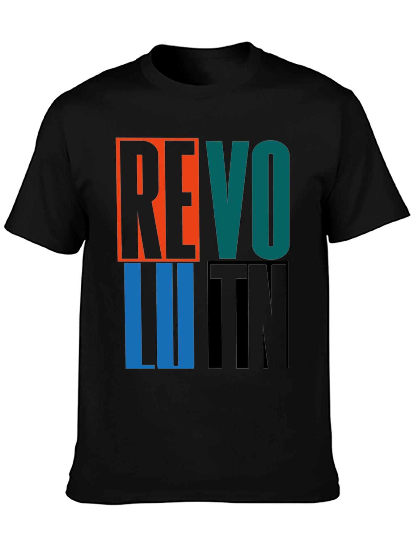Black Revolution Graphic Print Crew Neck T-Shirt view 3