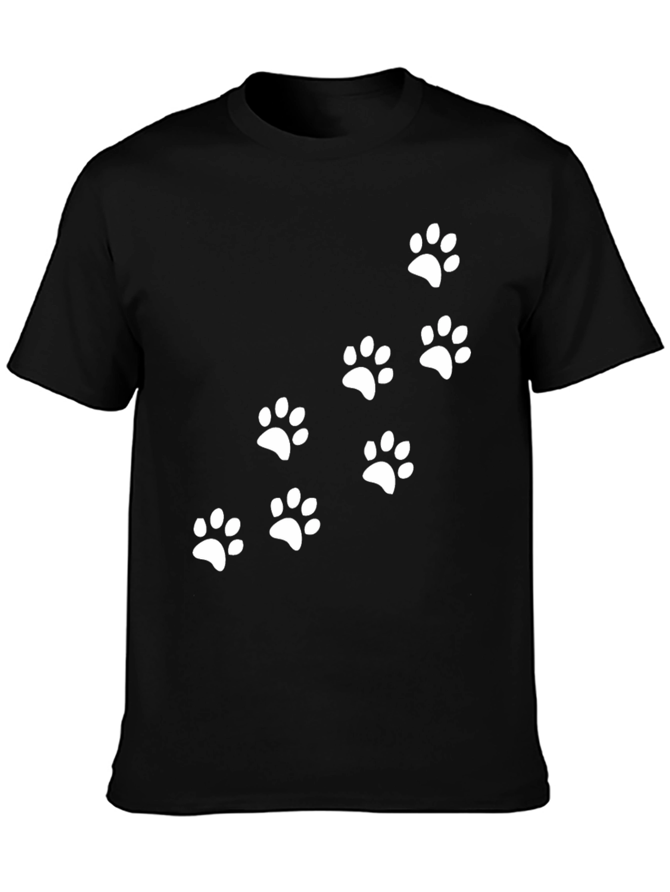 Black Paw Print Graphic T-Shirt - Black Crew Neck view 3