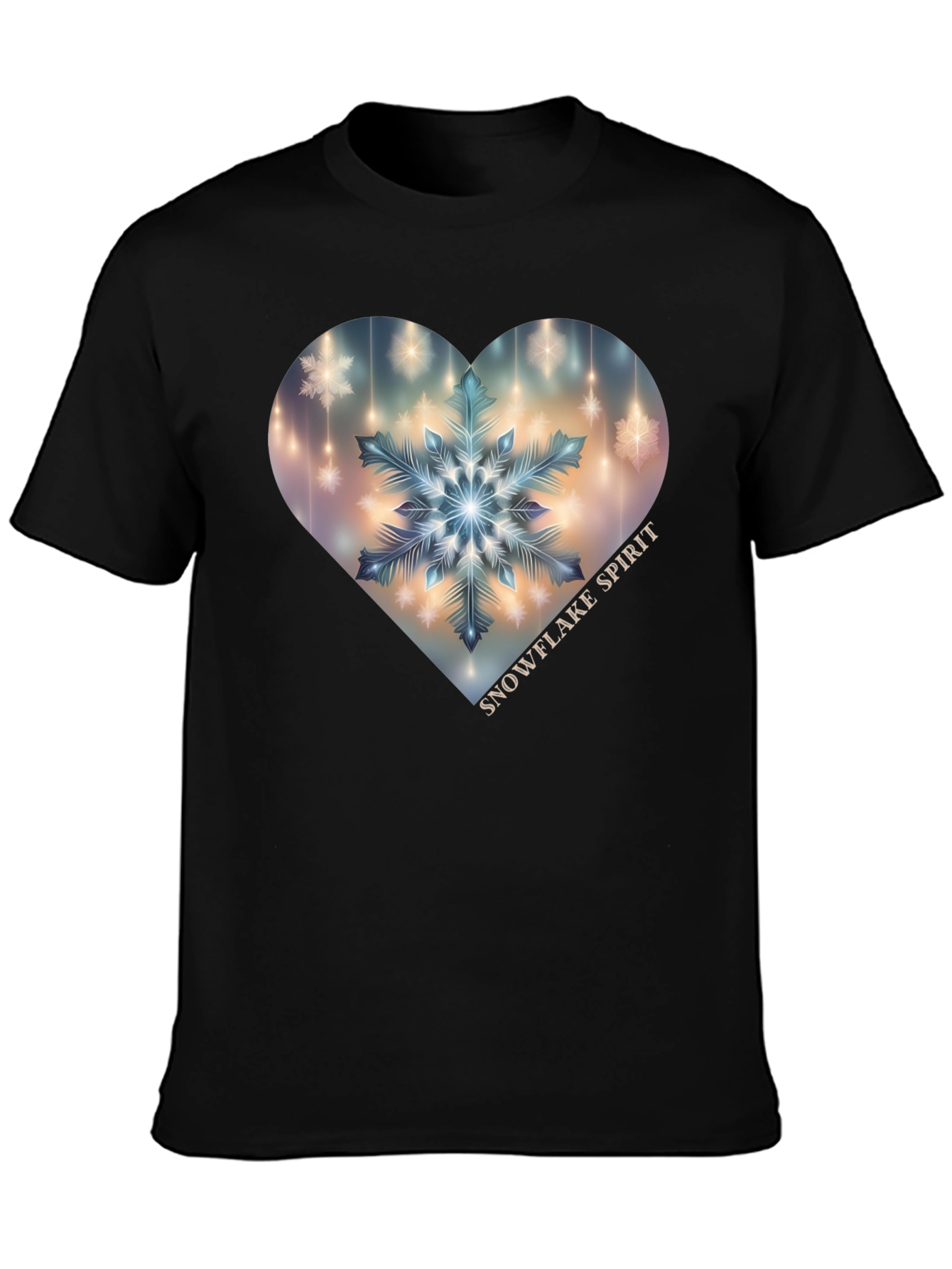 Black Snowflake Spirit Heart Graphic Tee - Black view 3