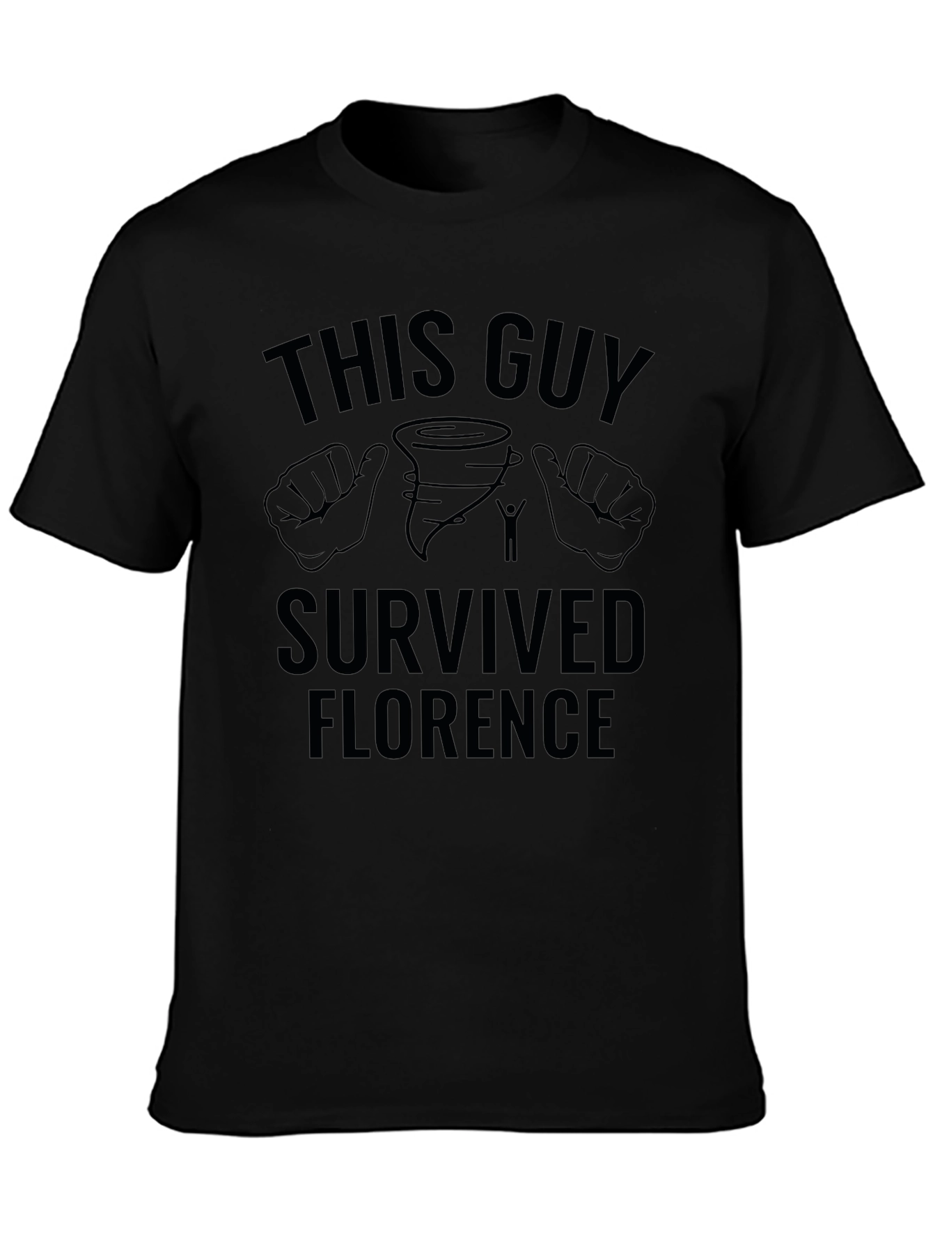 Black This Guy Survived Florence Black Graphic T-Shirt view 3