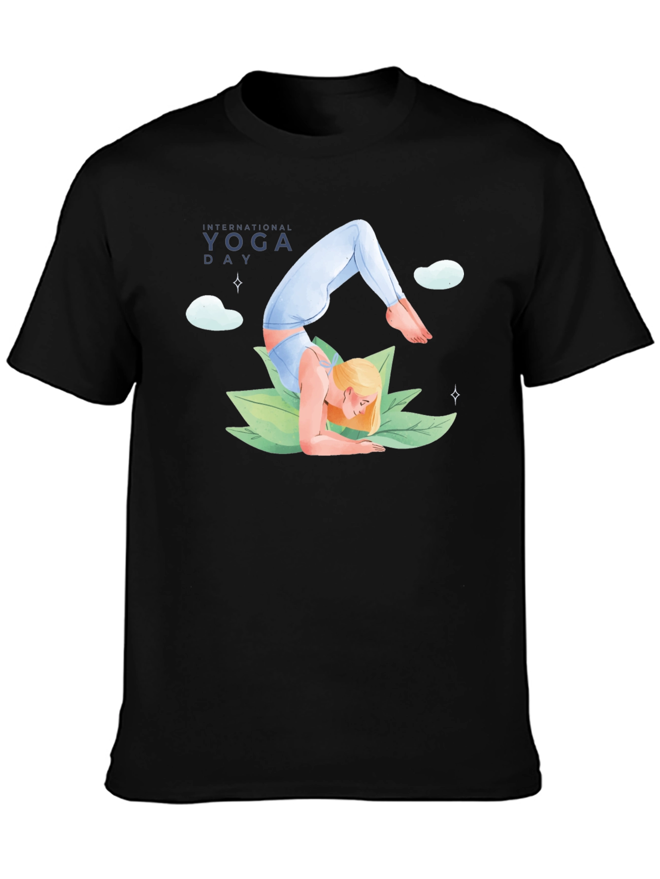 Yoga Day Graphic Tee - Black Cotton - 3