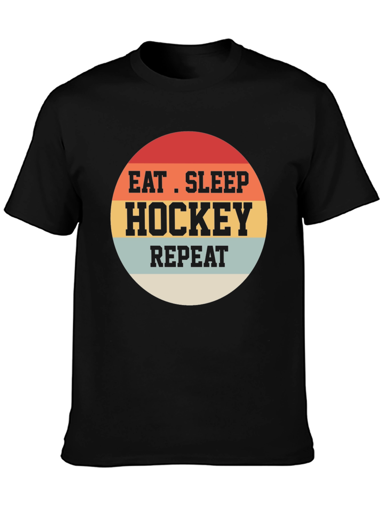 Black Eat Sleep Hockey Repeat T-Shirt view 3