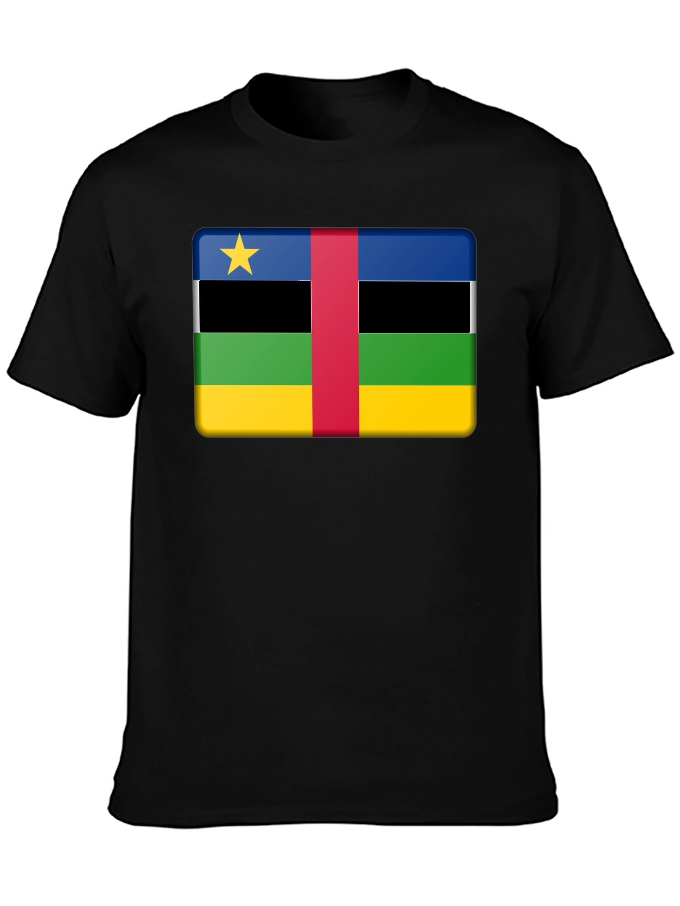 Black Central African Republic Flag T-Shirt view 3