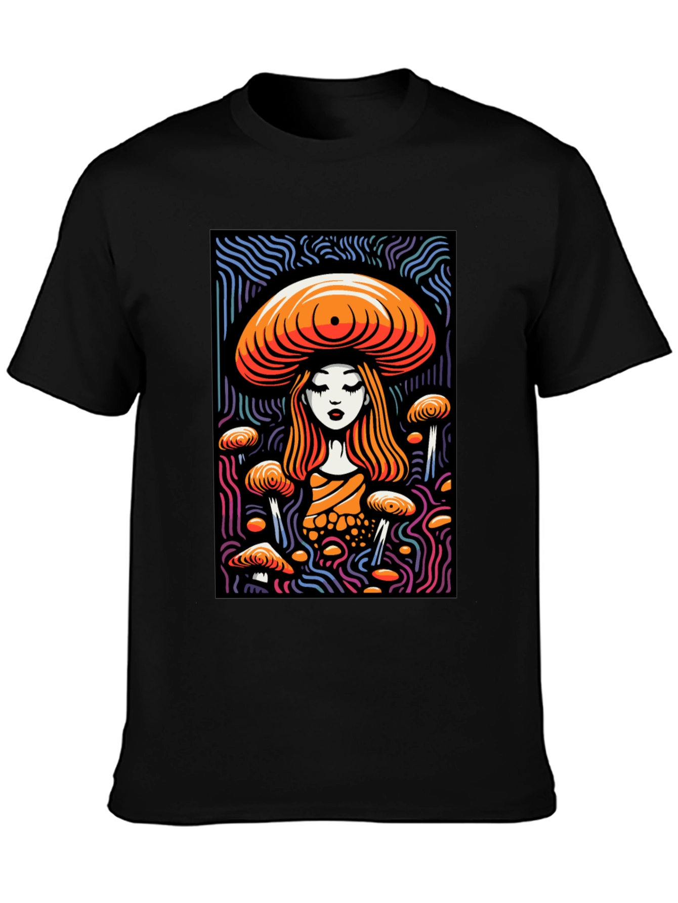 Black Mushroom Maiden Graphic Tee - Black Cotton Blend view 3