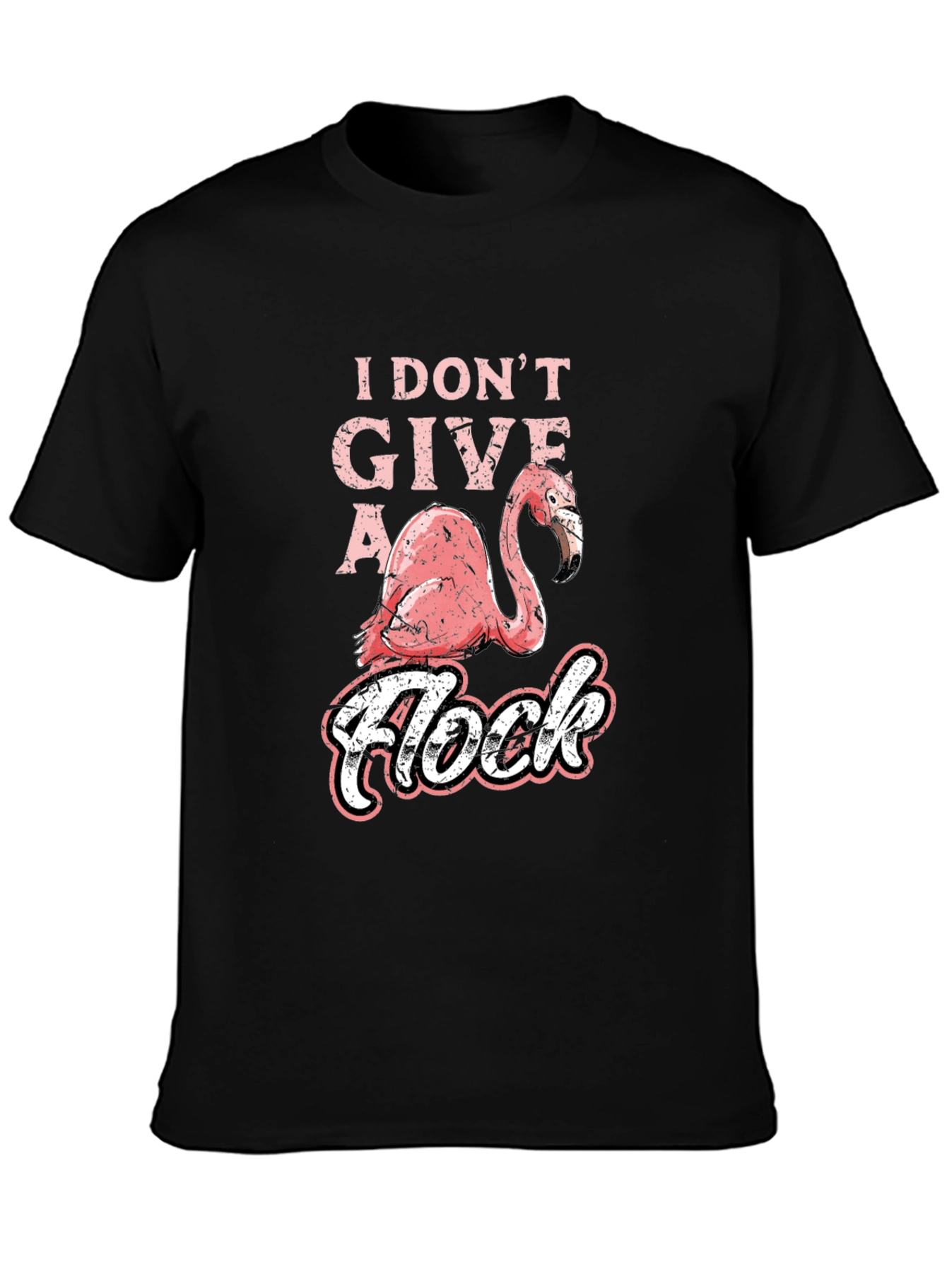 Black I Don't Give a Flock Flamingo Graphic T-Shirt view 3