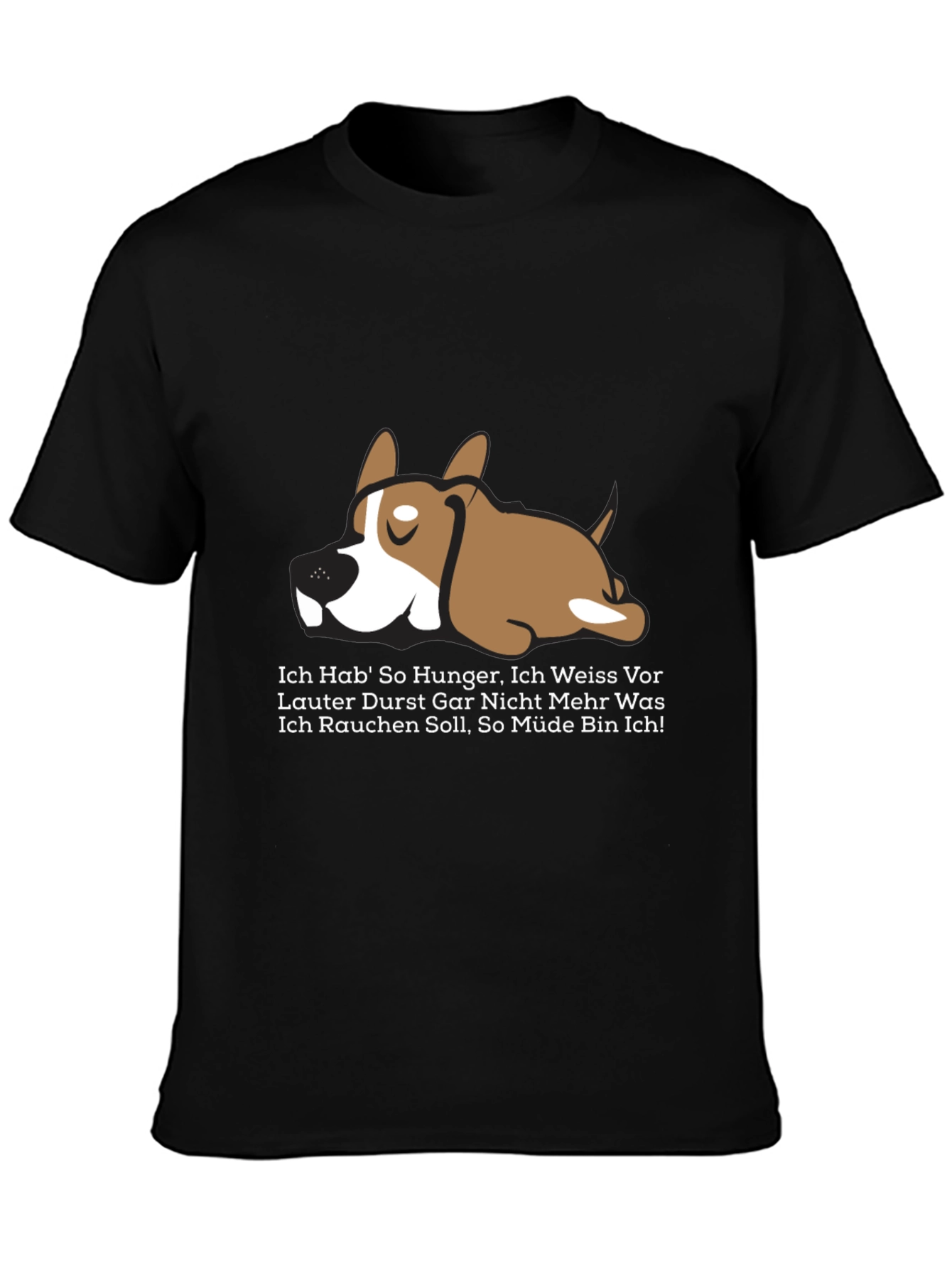 Black Lazy Dog Graphic Tee - Funny German Slogan T-Shirt view 3