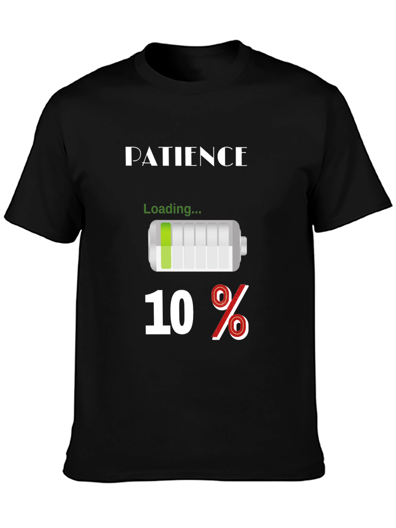Black Patience Loading Funny Graphic T-Shirt view 3