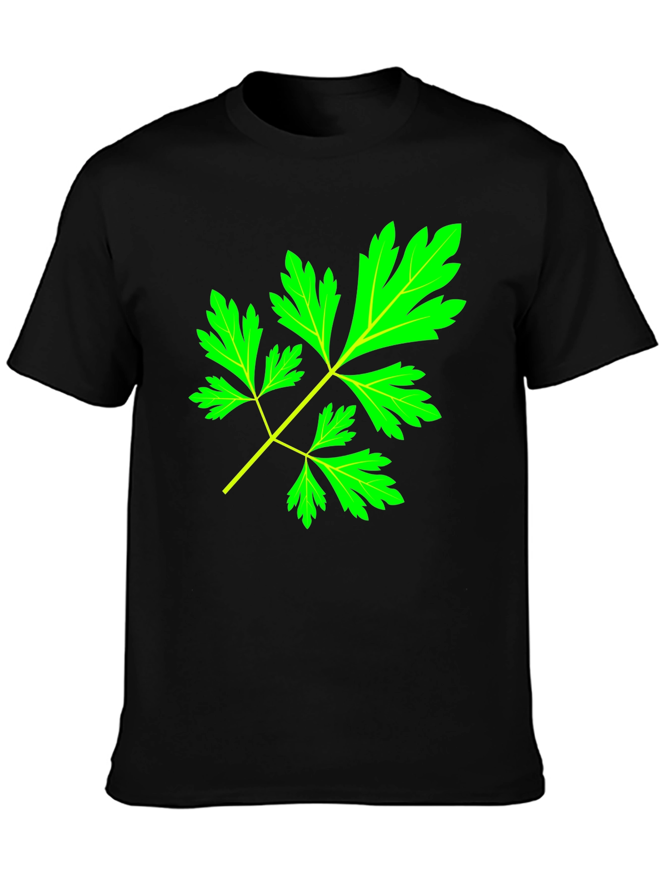 Black Herbal Leaf Black T-Shirt view 3