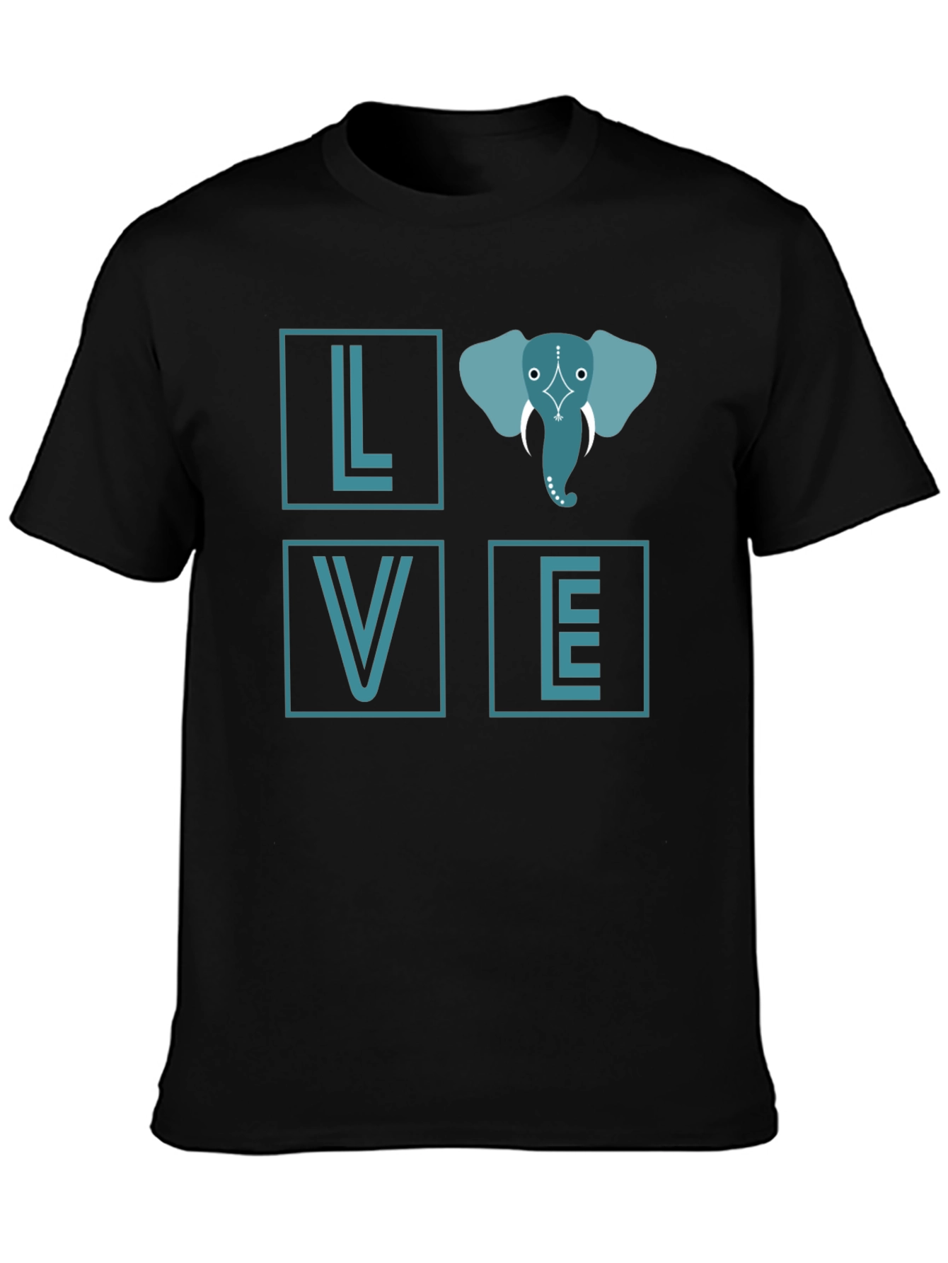Black Elephant Love Graphic Tee - Stylish Black T-Shirt view 3