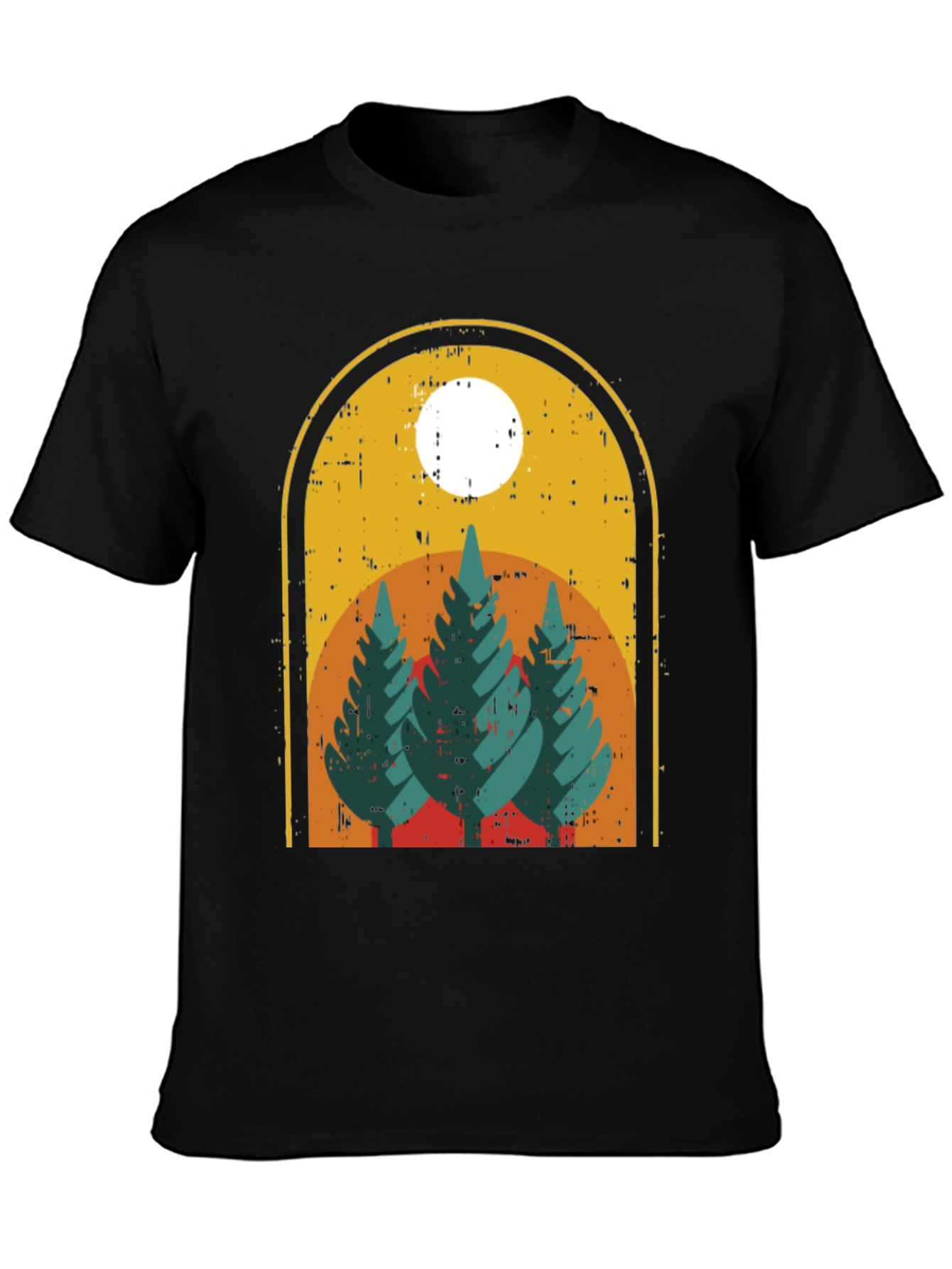 Black Vintage Forest T-Shirt - Nature Graphic Tee view 3