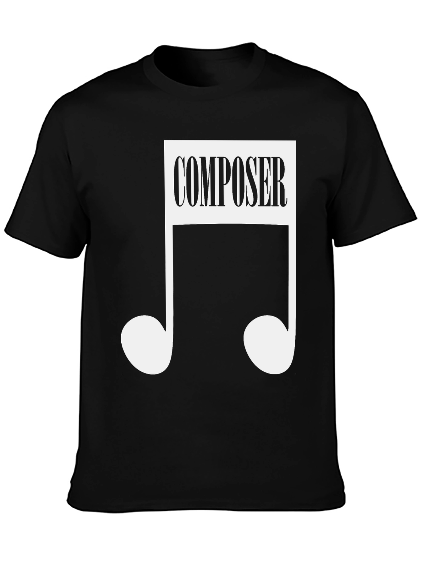 Black Composer Music Note Black T-Shirt view 3