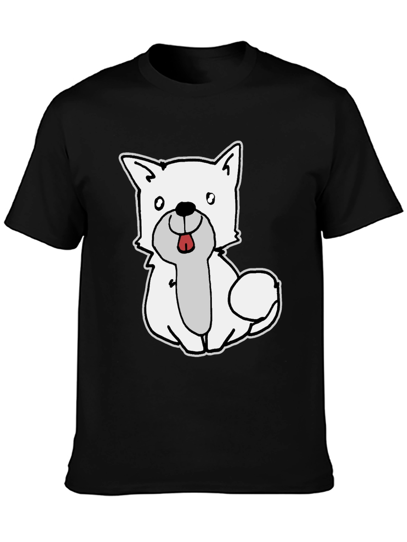 Black Cute Dog Graphic Black T-Shirt view 3