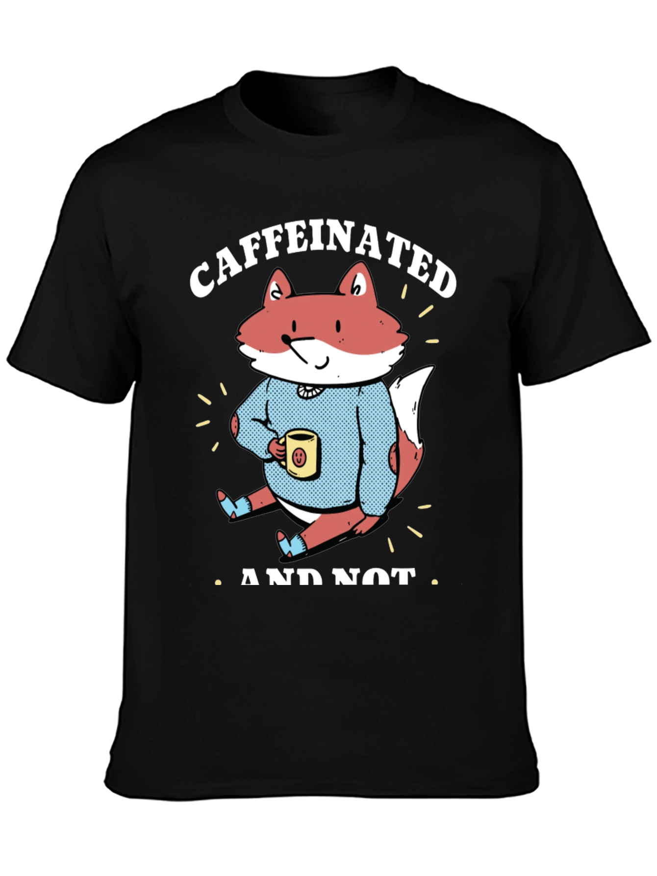 Black Caffeinated Fox Graphic Tee - Casual Comfort view 3