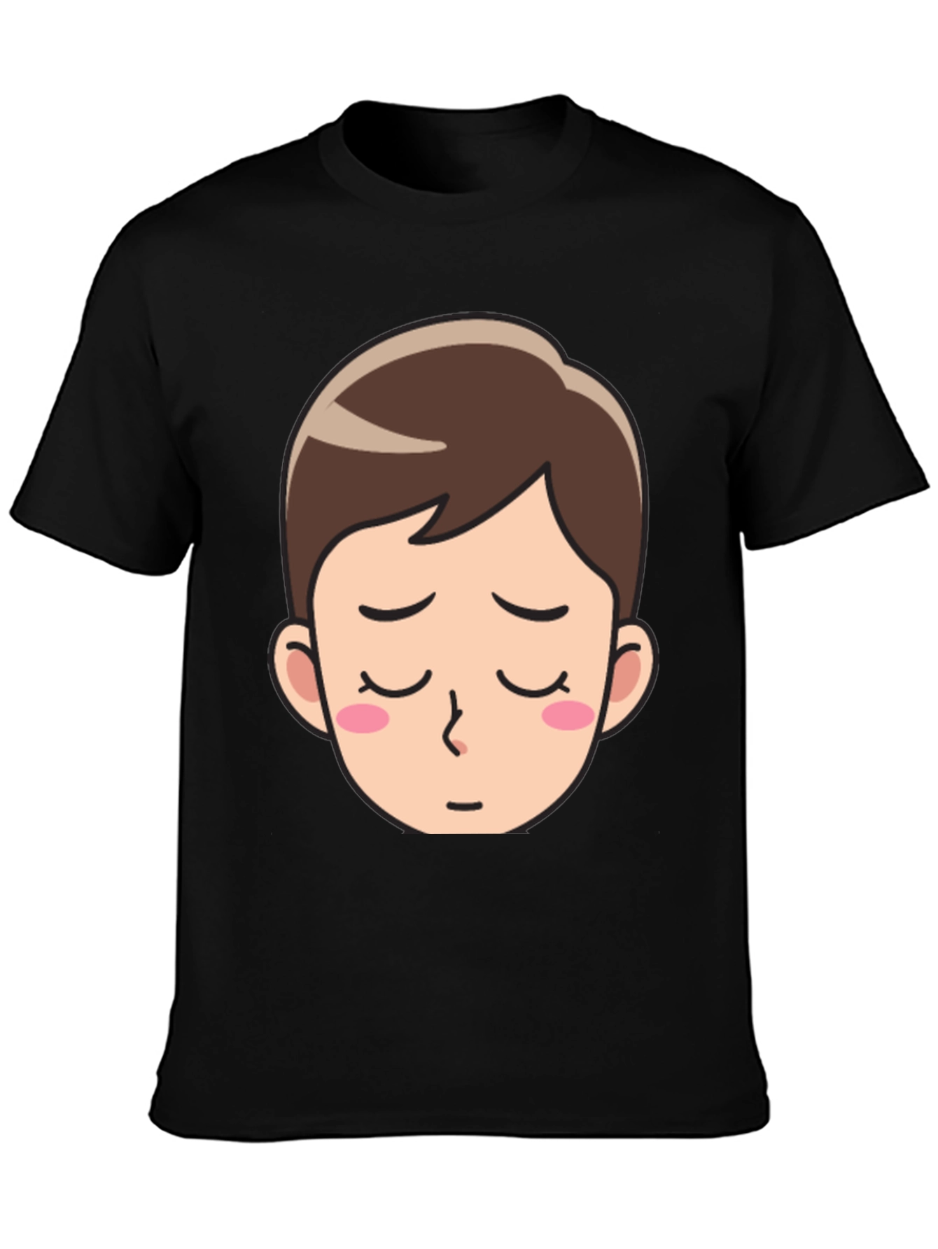 Black Cartoon Face Black T-Shirt - Unisex Casual Wear view 3
