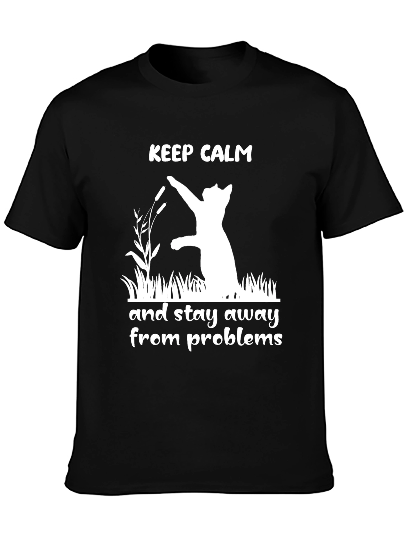 Black Keep Calm Cat Graphic Tee view 3