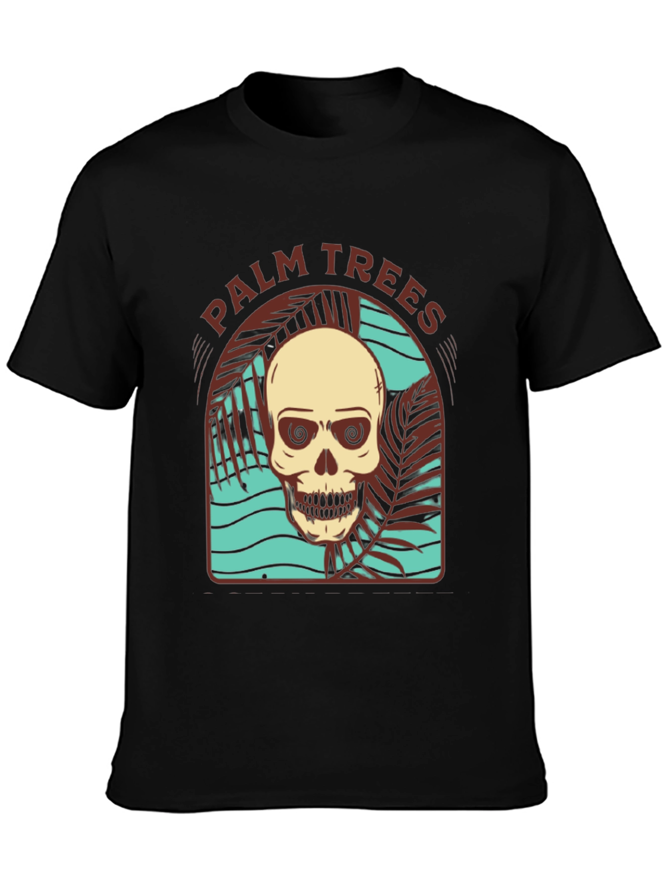 Black Skull Palm Trees T-Shirt view 3
