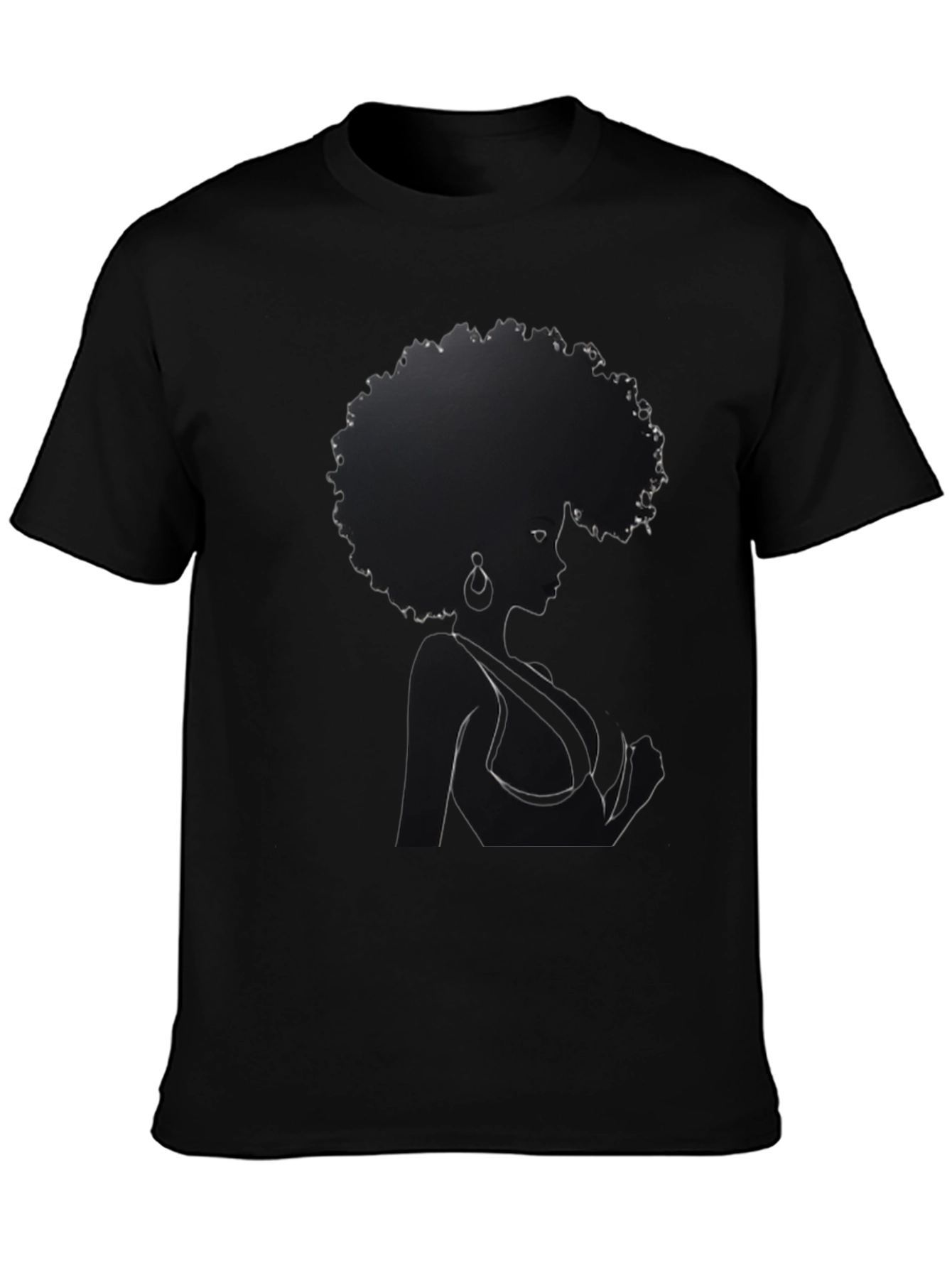 Black Afro Woman Graphic Tee - Stylish Black T-Shirt view 3