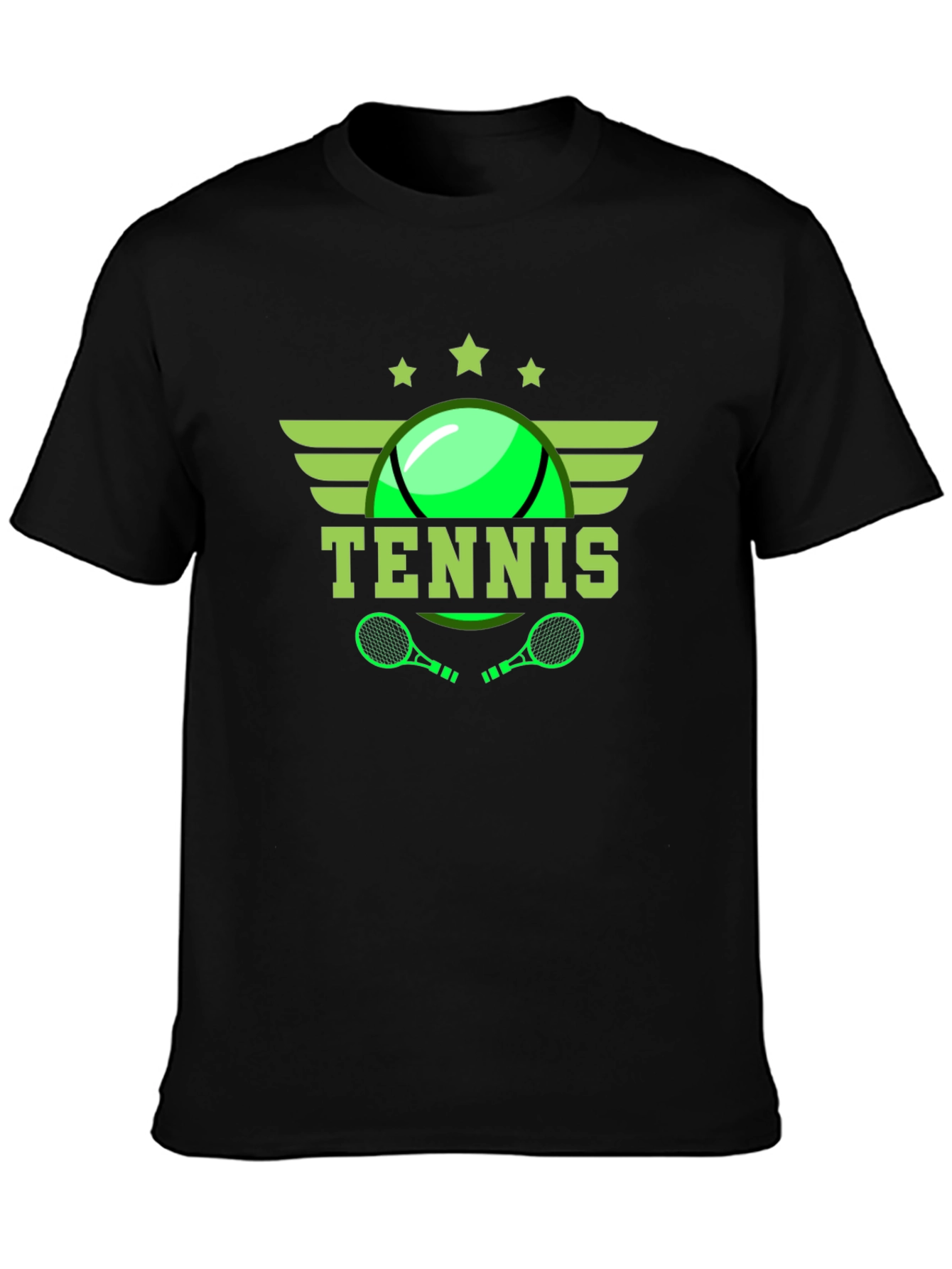 Black Tennis Graphic Tee - Black Cotton T-Shirt view 3