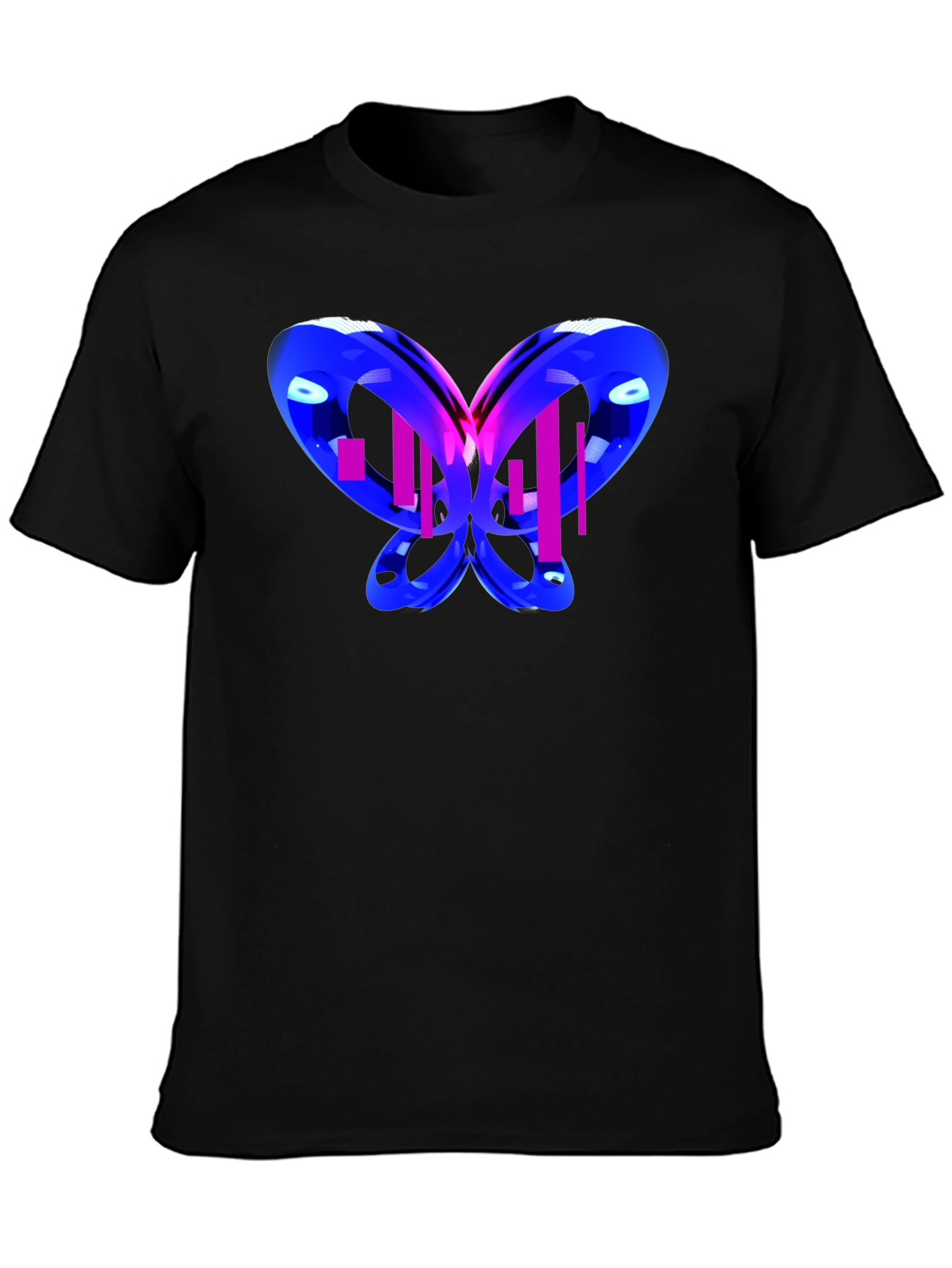 Black Abstract Butterfly Graphic T-Shirt view 3