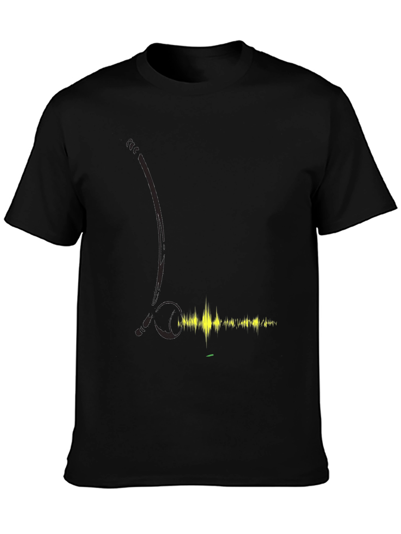 Black Black T-Shirt with Audio Wave Design view 3