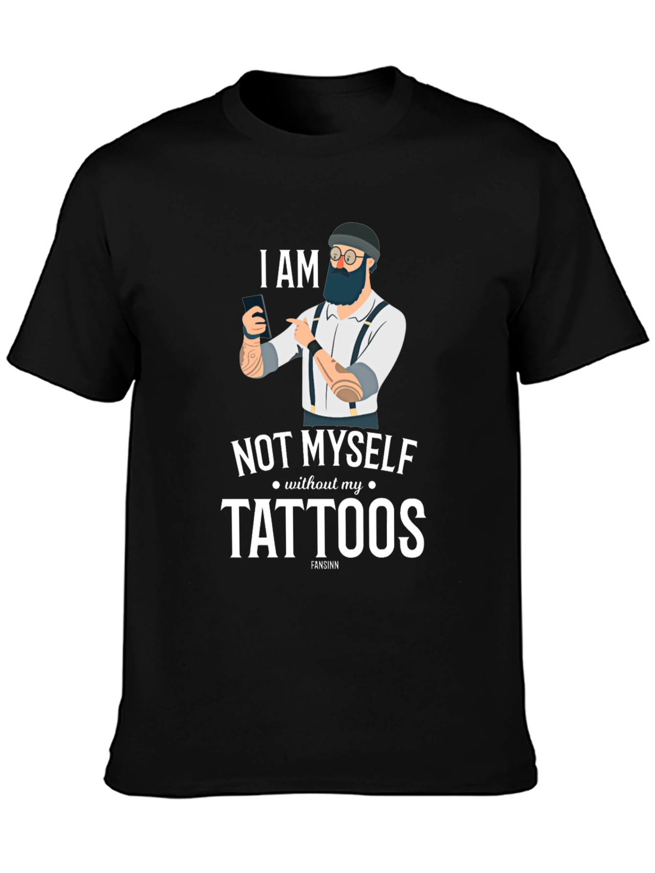 Black I am Not Myself Without My Tattoos Graphic Tee view 3