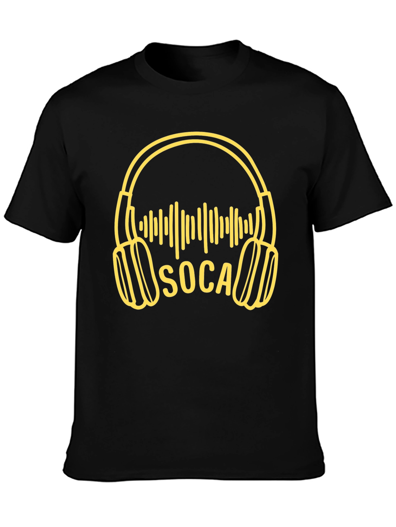 Black Soca Music Headphones Graphic T-Shirt view 3