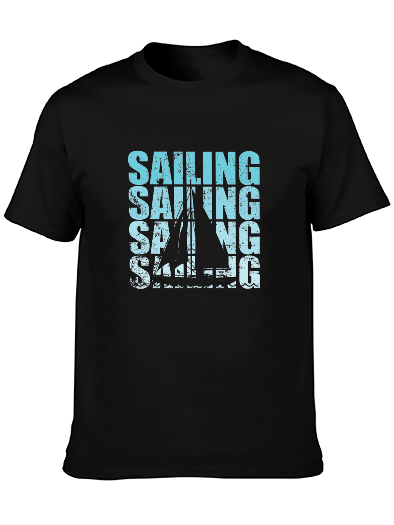 Black Sailing Graphic Print Black T-Shirt view 3
