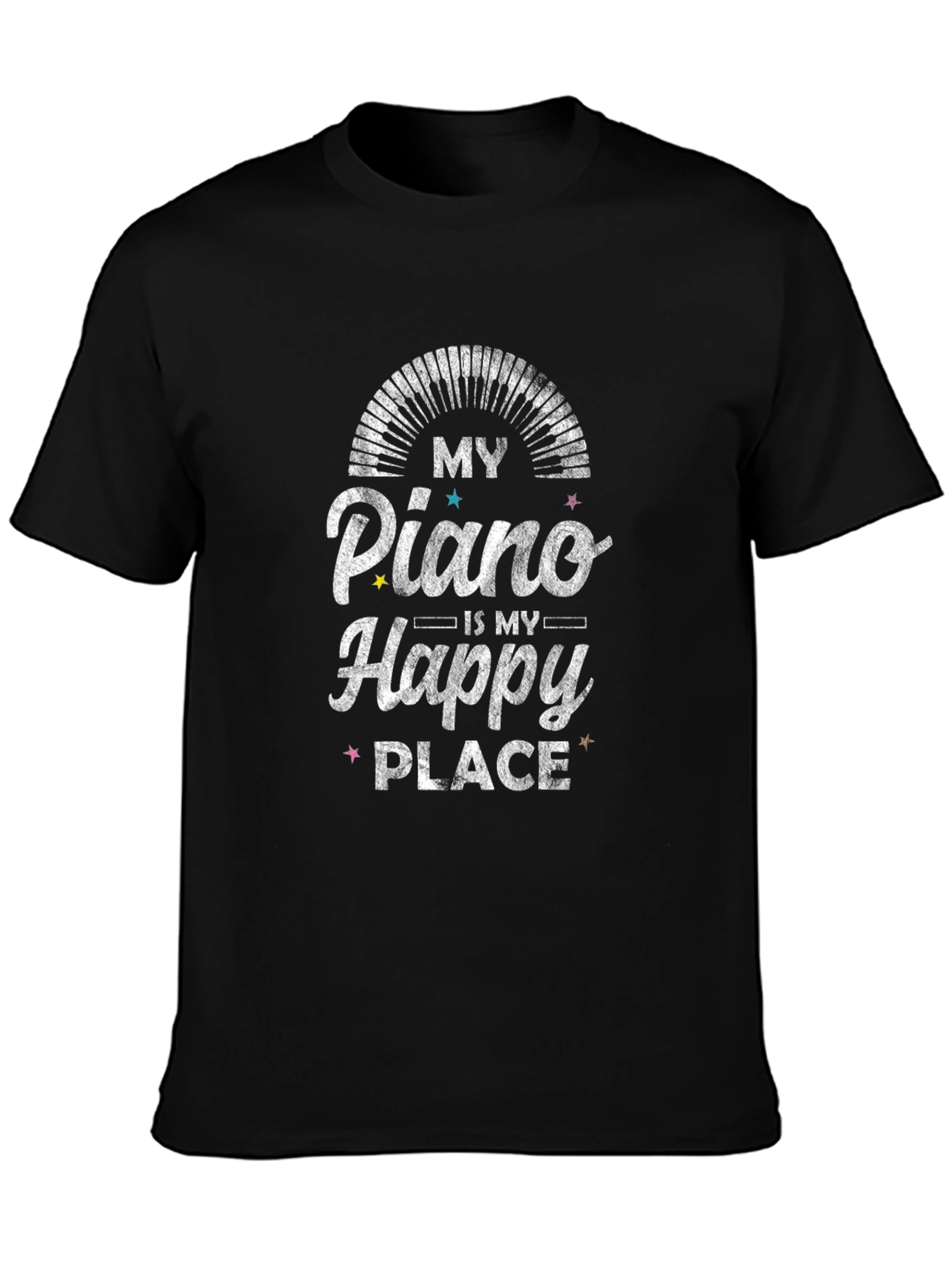 Black My Piano Is My Happy Place Graphic Tee view 3