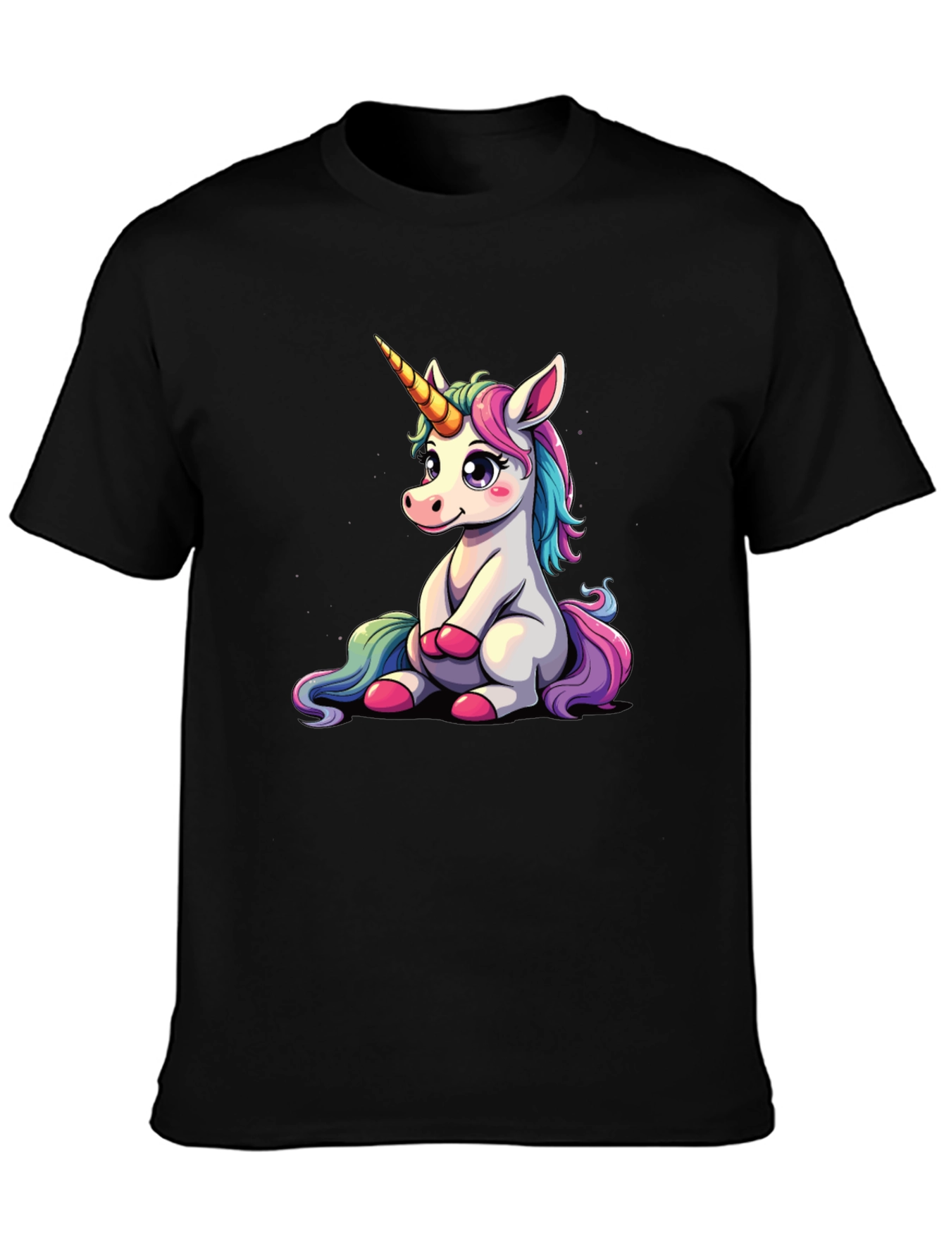 Black Unicorn Graphic Tee - Cute Cartoon Animal Print view 3