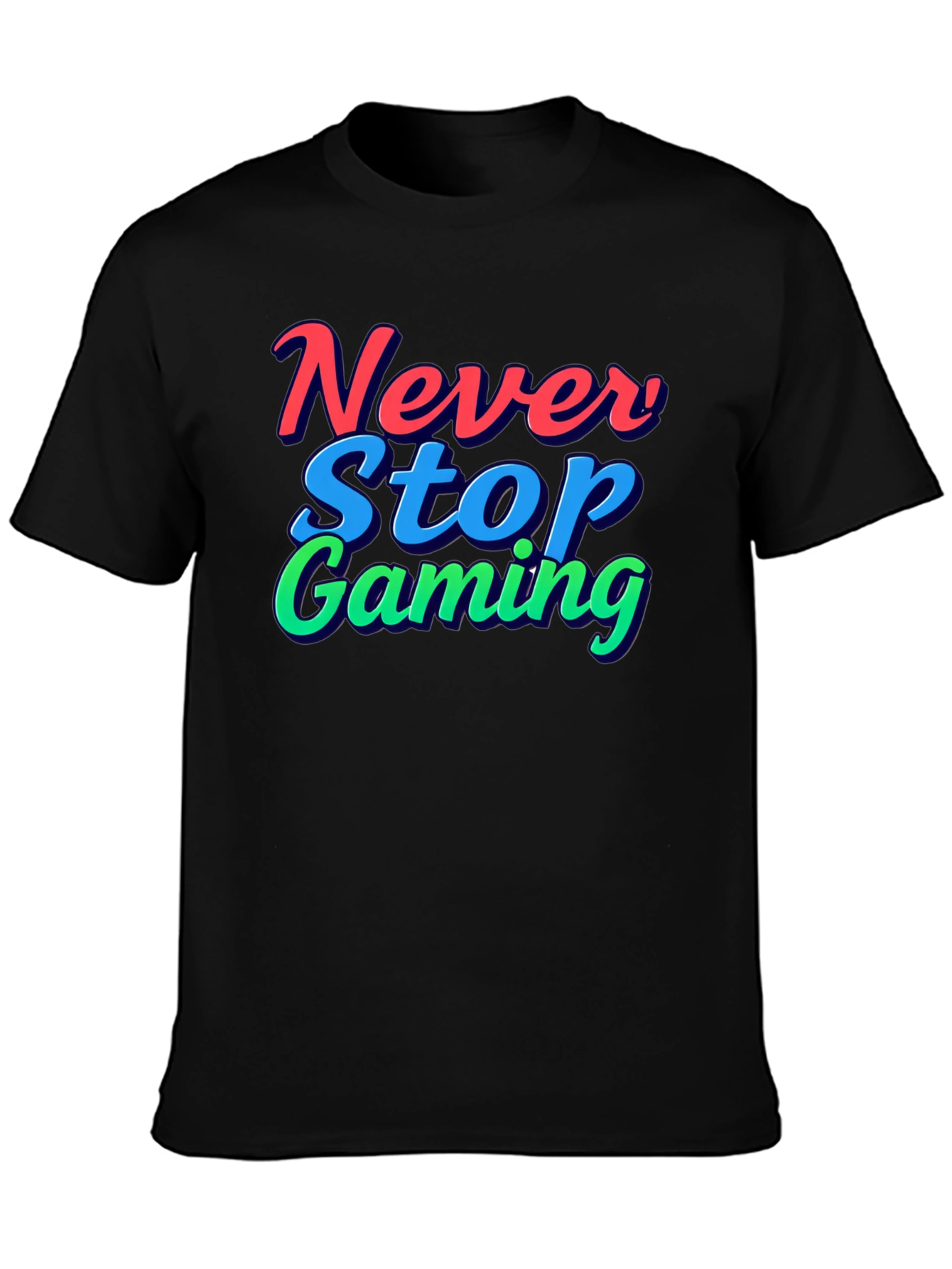 Black Never Stop Gaming T-Shirt - Black view 3