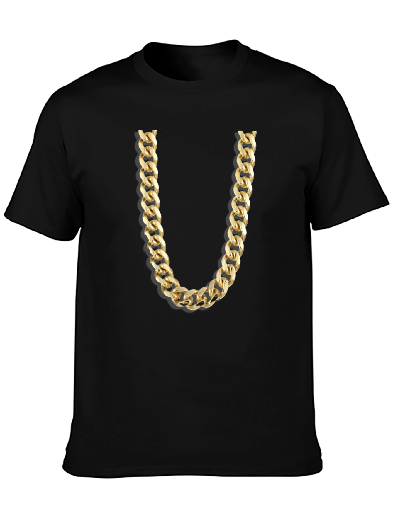 Black Gold Chain Graphic Tee - Novelty Statement Shirt view 3