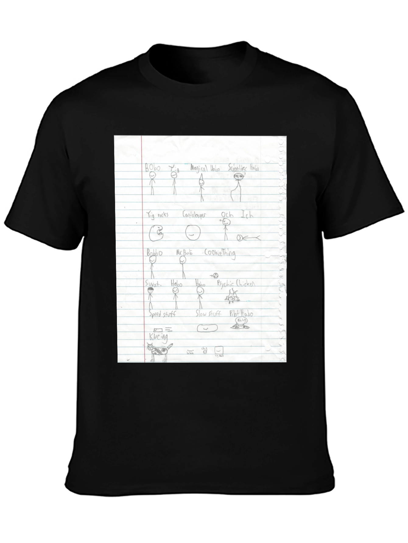Black Doodle Sketch T-Shirt - Black view 3
