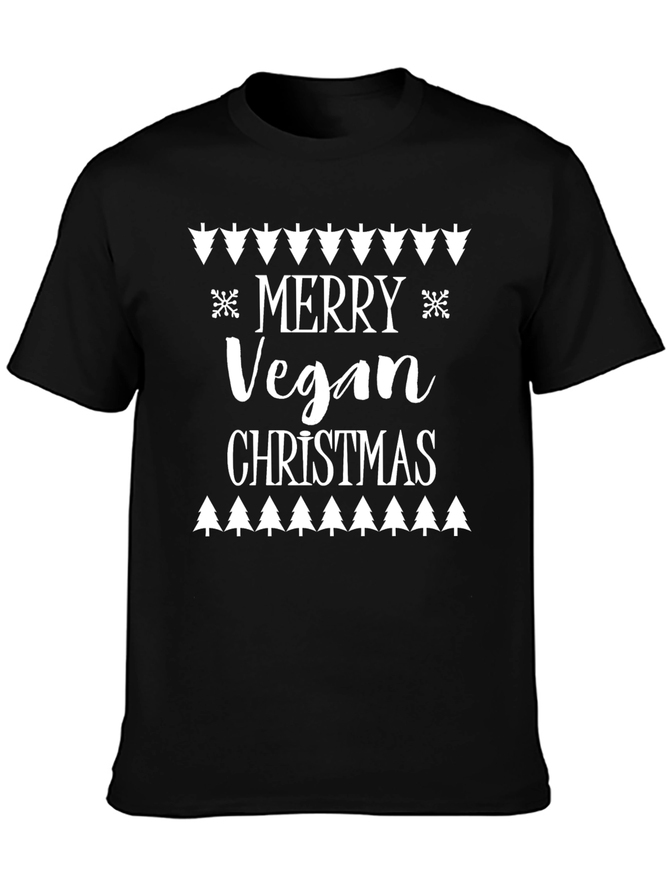 Black Merry Vegan Christmas Graphic Tee view 3