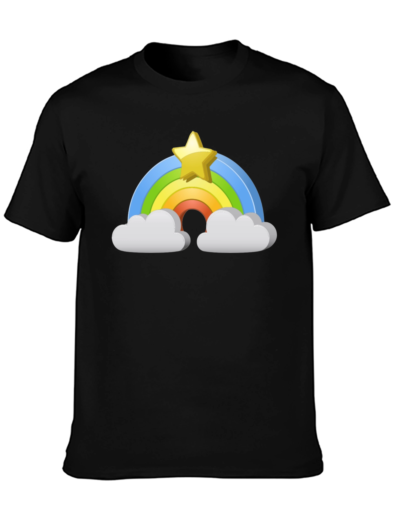 Black Rainbow Star Graphic Tee - Black Cotton Comfort view 3