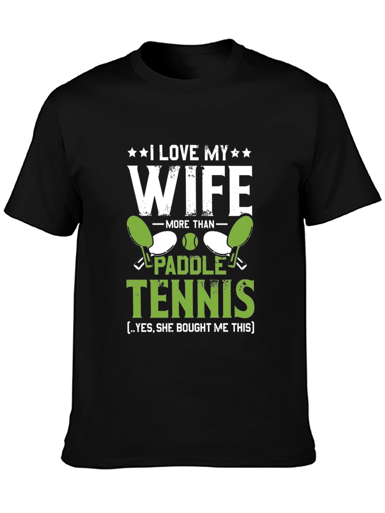 Black I Love My Wife Paddle Tennis Graphic T-Shirt view 3