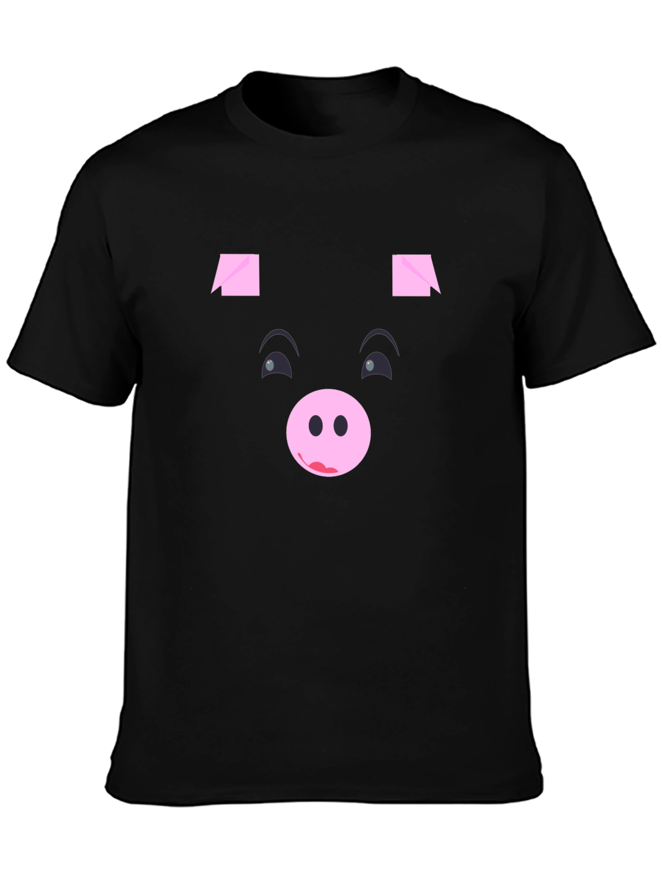 Black Funny Pig Face Black Graphic T-Shirt view 3