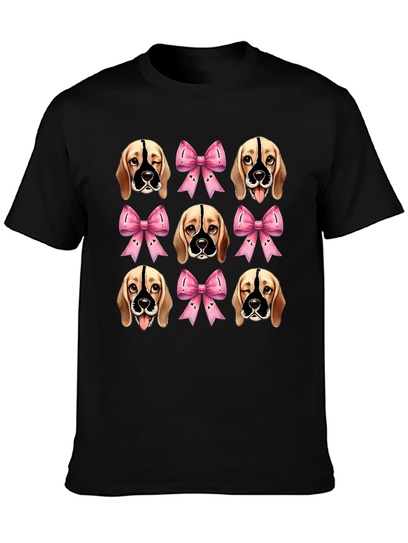 Black Dog Faces & Bows Black Graphic Tee view 3