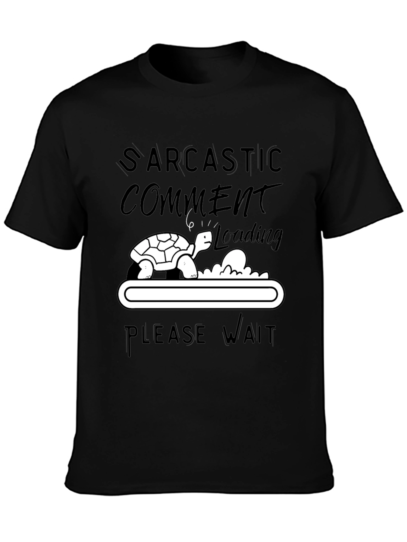 Black Sarcastic Comment Loading Turtle Humor T-Shirt view 3