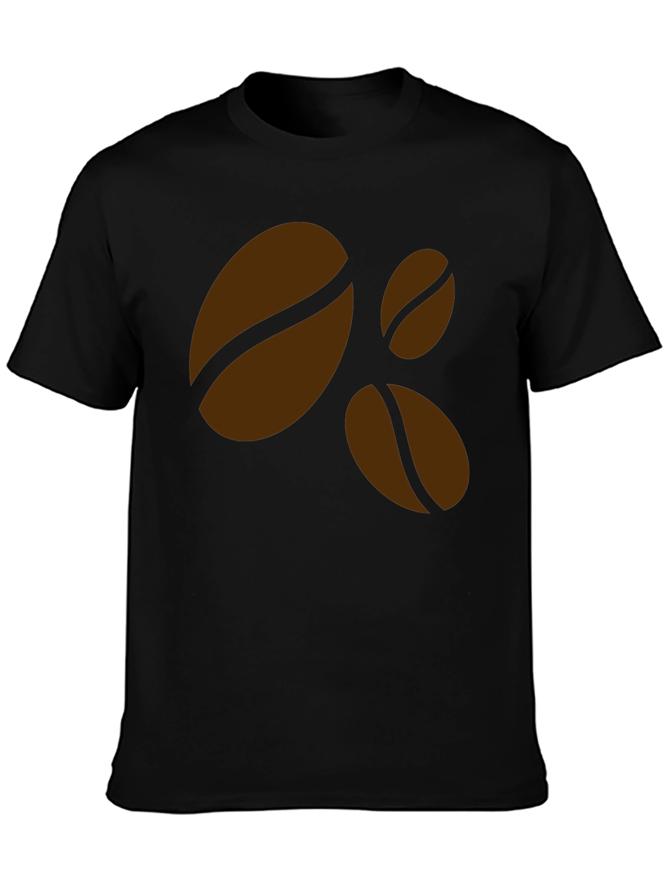 Black Coffee Bean Graphic Black T-Shirt - Casual Style view 3