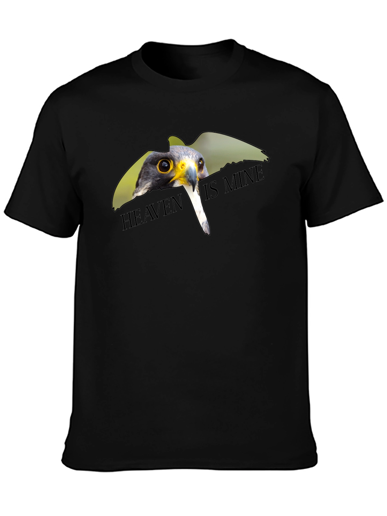 Black Heaven Is Mine Falcon Graphic Tee - Soft Cotton Blend view 3