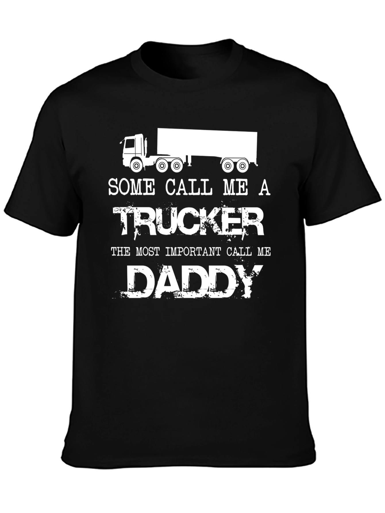 Black Trucker Daddy Graphic Tee - Black Crewneck view 3