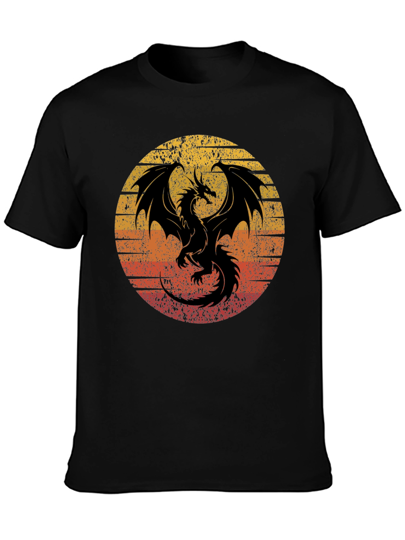 Black Retro Dragon Graphic Tee - Men's Black T-Shirt view 3