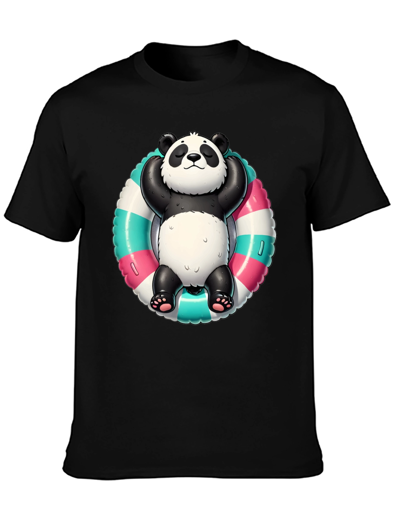 Black Panda Pool Float T-Shirt - Relaxed Style view 3