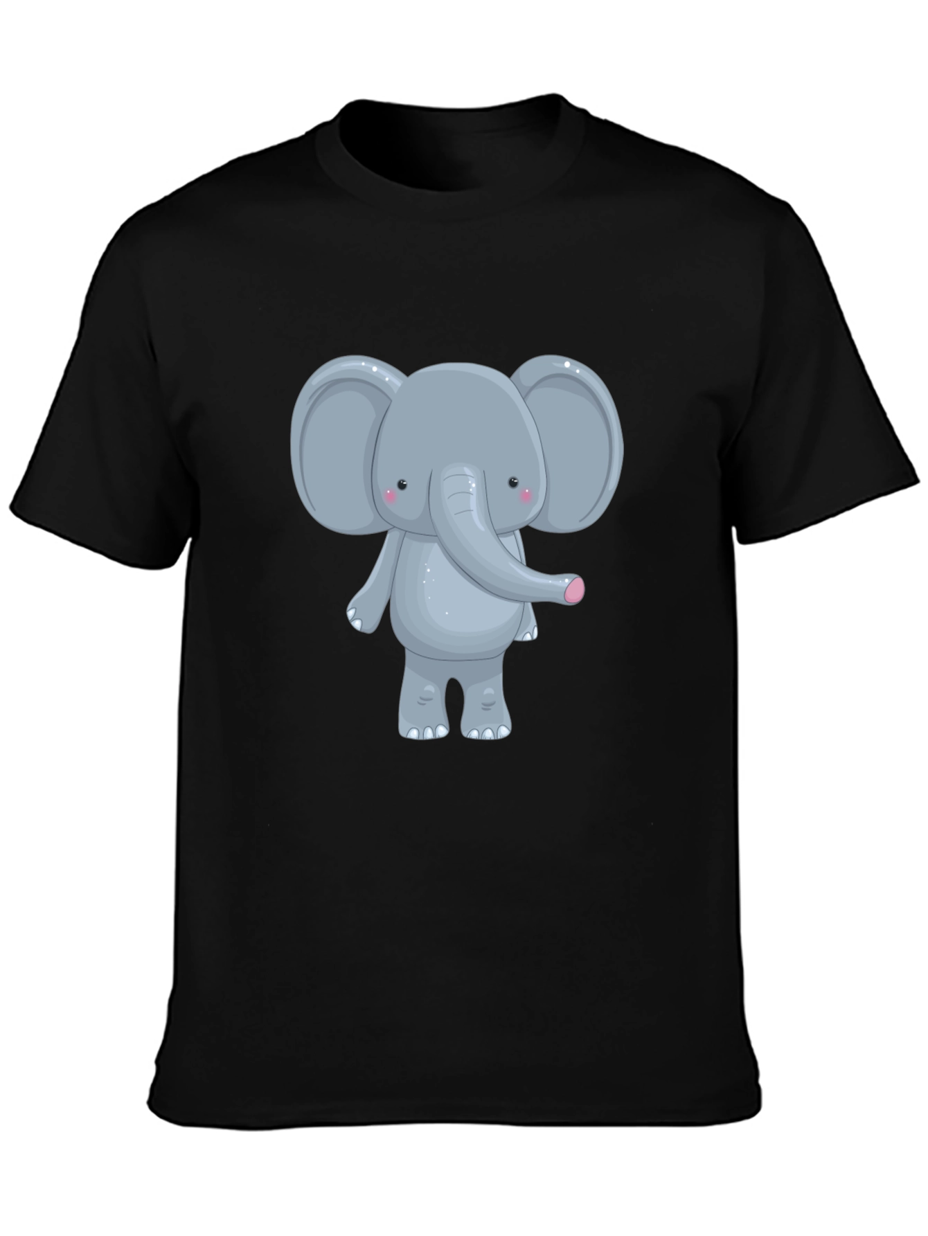Black Cute Elephant Graphic Tee - Unisex Black T-Shirt view 3