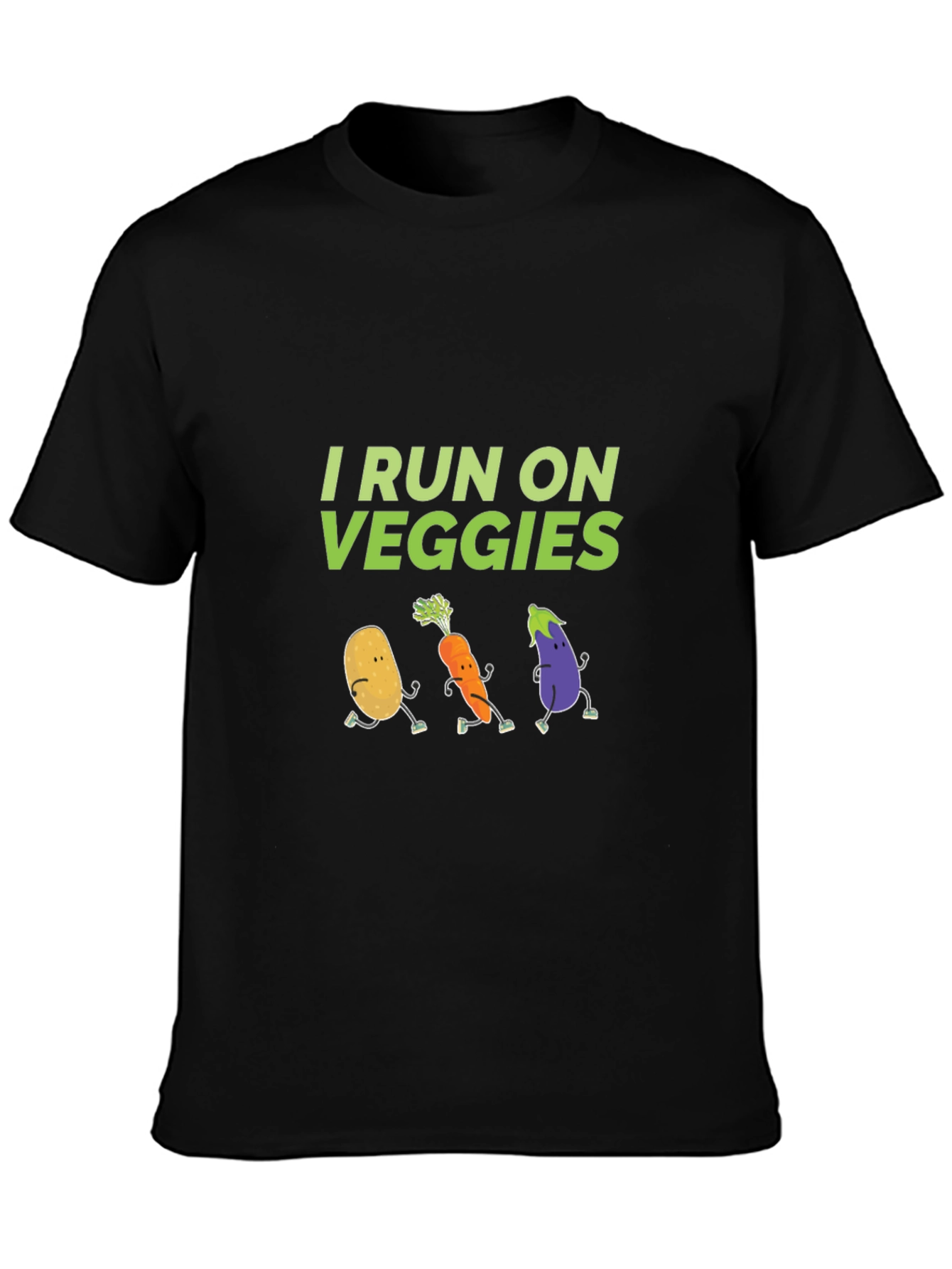 I Run On Veggies Graphic Tee -  Black - 3