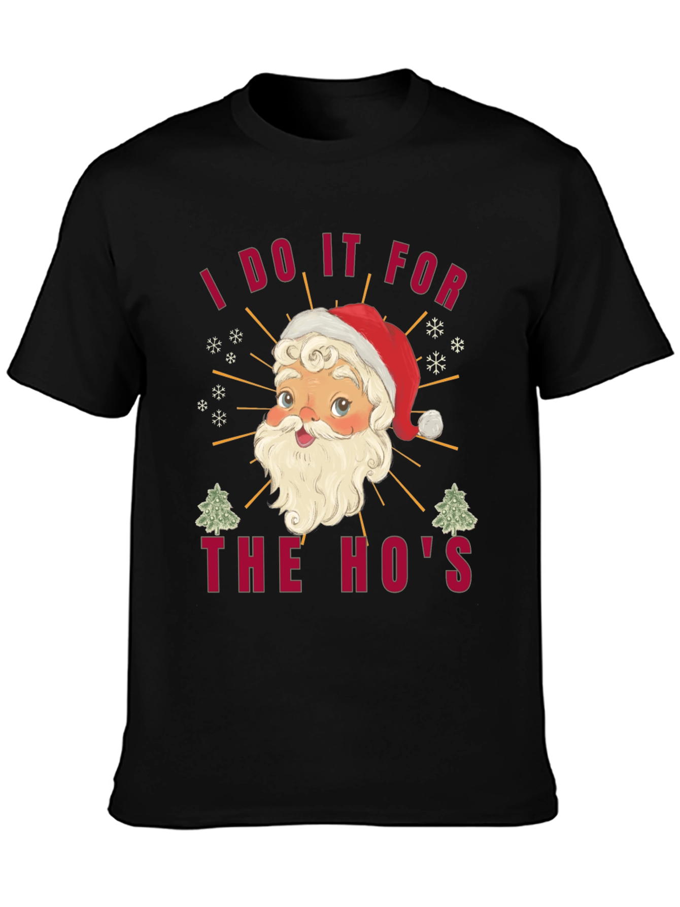 Black I Do It For The Ho's Christmas Santa T-Shirt view 3