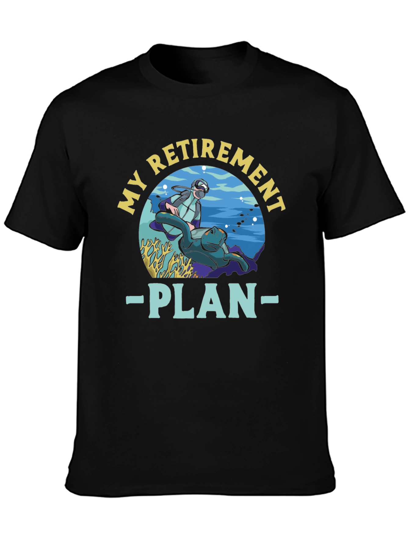 Black Diving Retirement Plan Graphic T-Shirt view 3